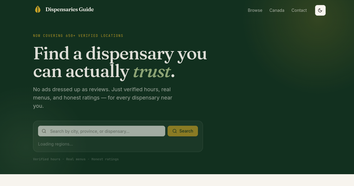 Dispensaries Guide — website designed and built by Valley Rise Media